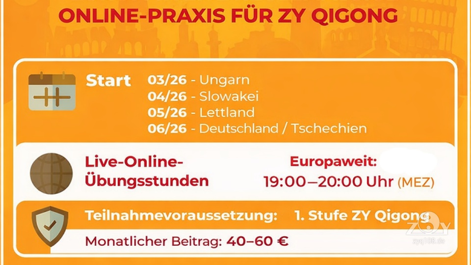 Europaweite regelmäßige Online-Praxis für ZY Qigong